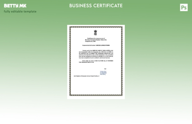 Модерен стил Индија сертификат за почеток Шаблон за Word и PDF